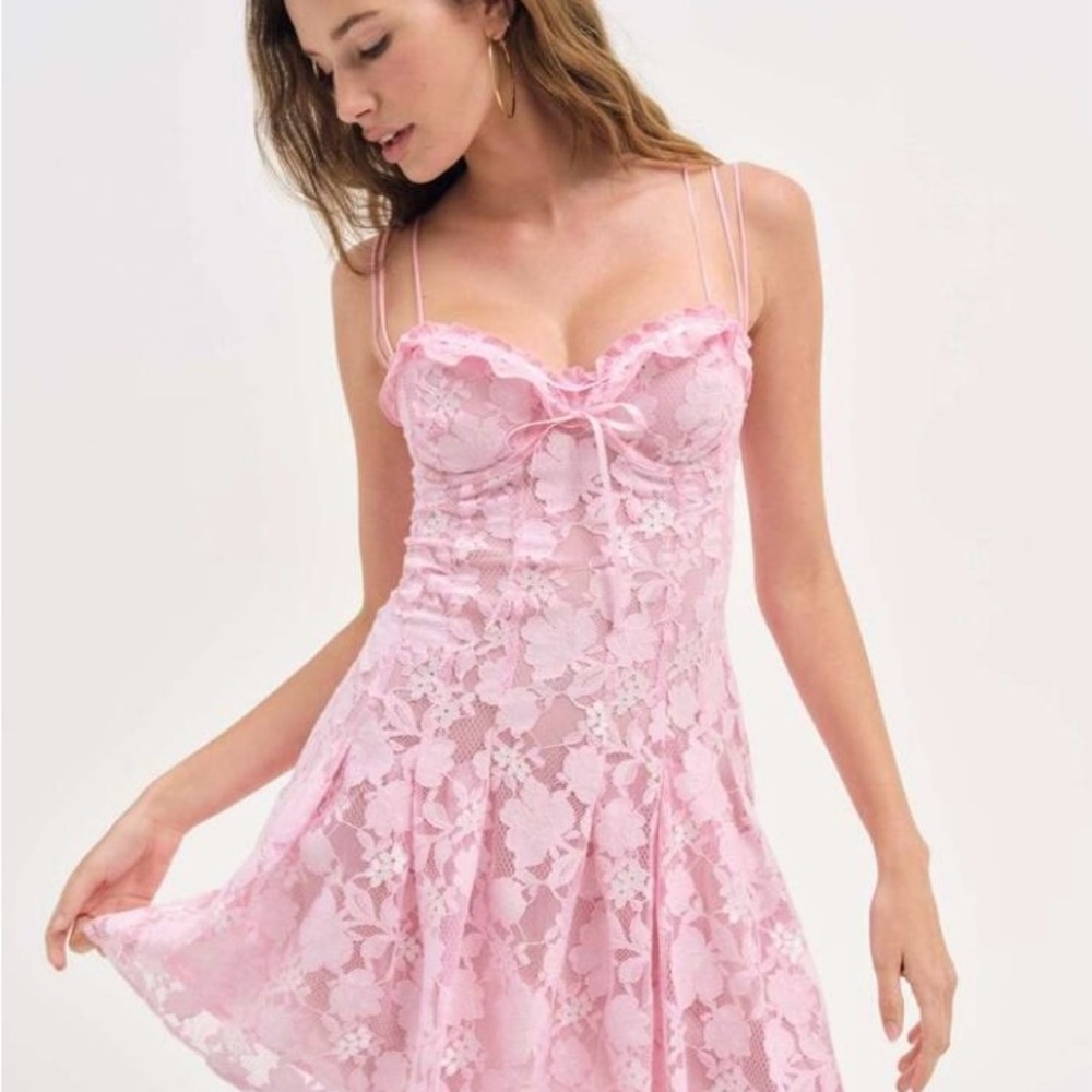 For Love And Lemons Pink Kate Mini Dress S